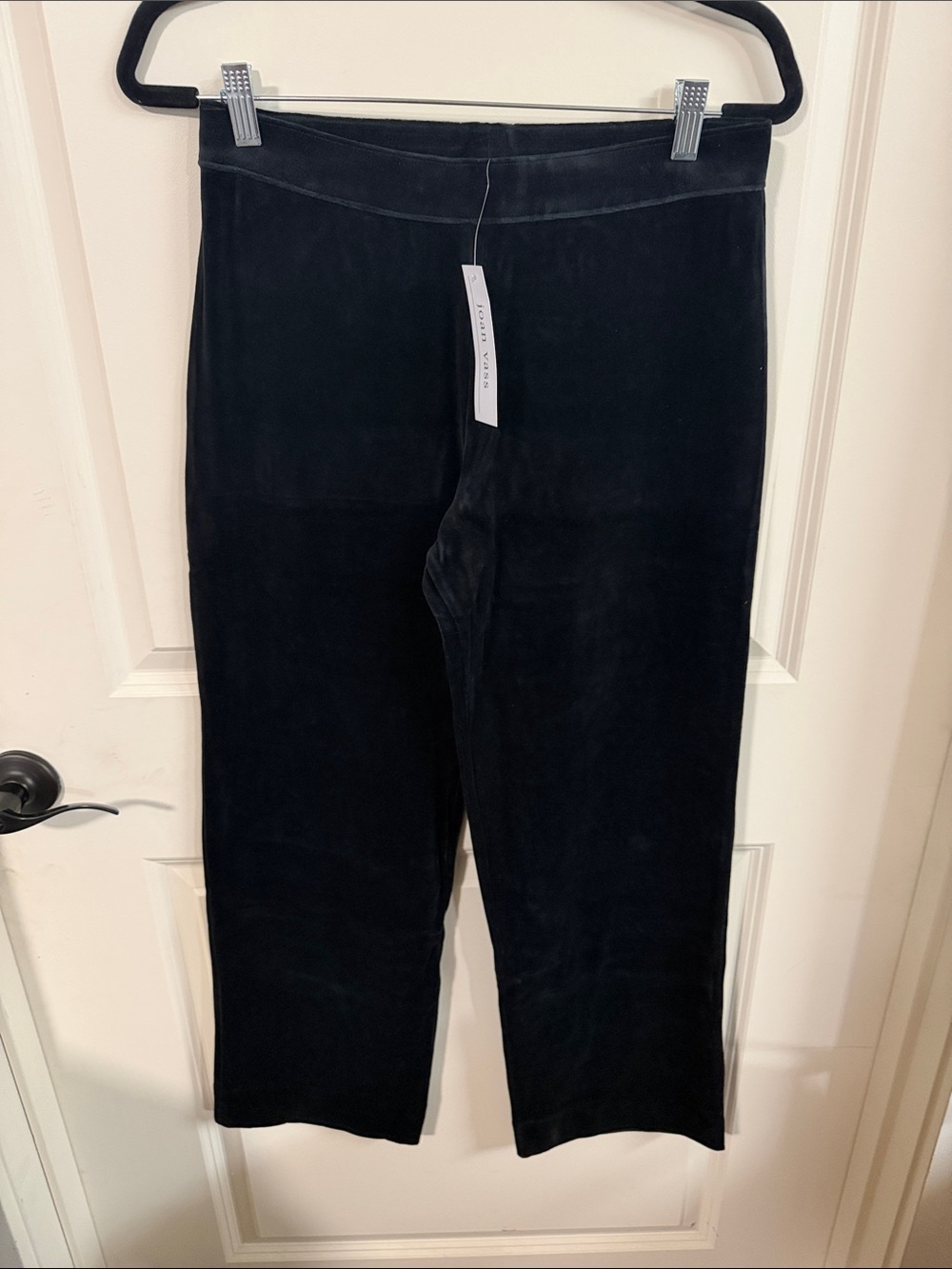 Joan Vass Black Velvet Casual Pants NWT